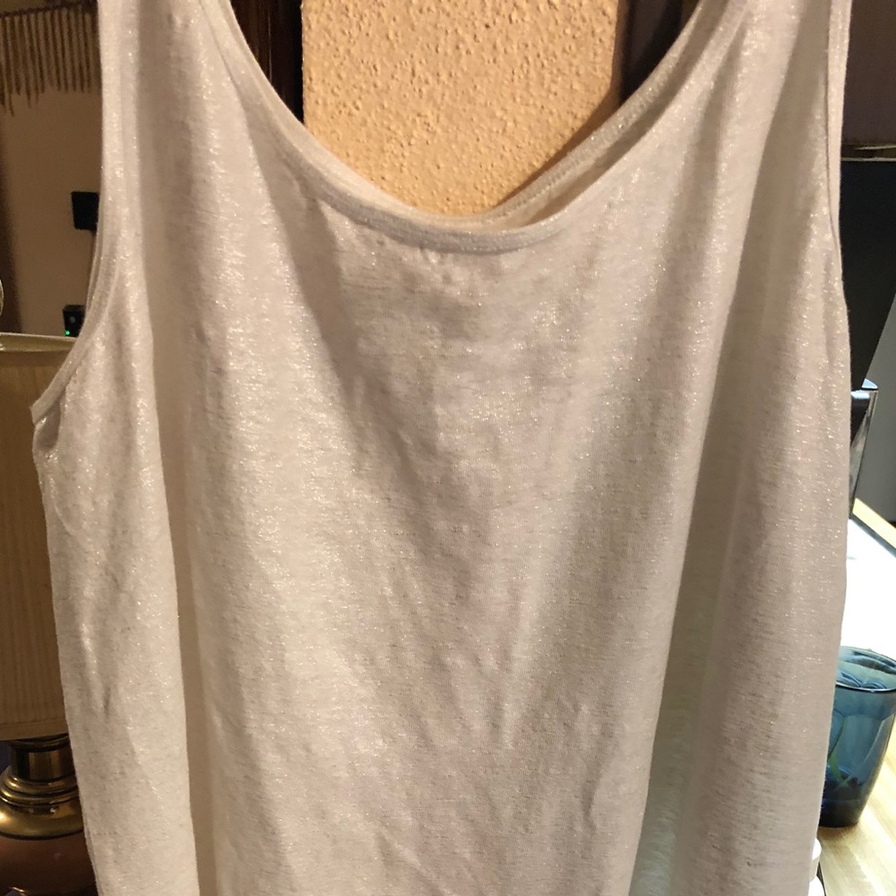 Eileen Fisher Tunic Sz L shimmer fabric beige